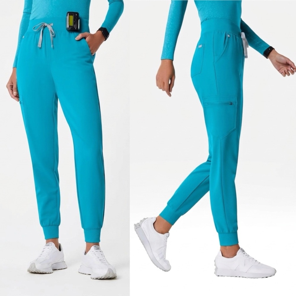 Figs High Waisted Zamora Jogger Scrub Pants™ in Teal EUC XXL Petite Drawstring